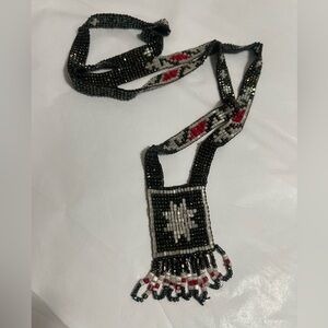 Indigenous Native American folklore beaded seed necklace black layering western